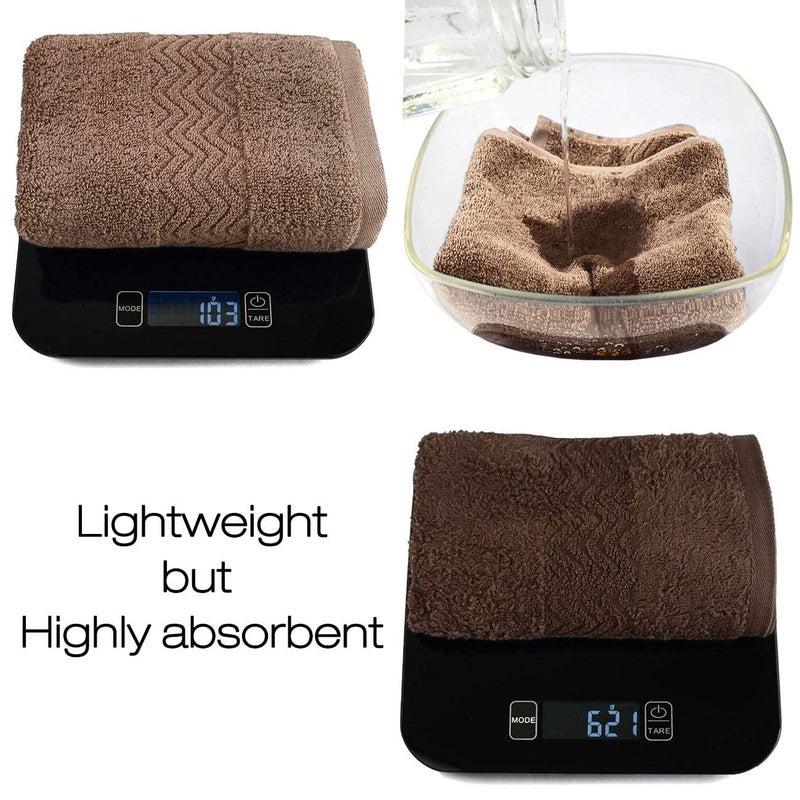 Cleanbear Bathroom Hand Towels, 100% Cotton Face Towels, 13 x 28 Inches (Brown) - Image 2